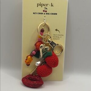Piper k Red and Gold Key Chain & Bag Charm